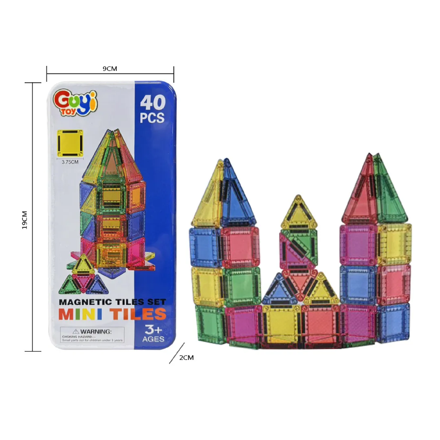 火箭磁力積木片 40PCS|鐵盒便攜套裝(相容 MNTL/Connetix)