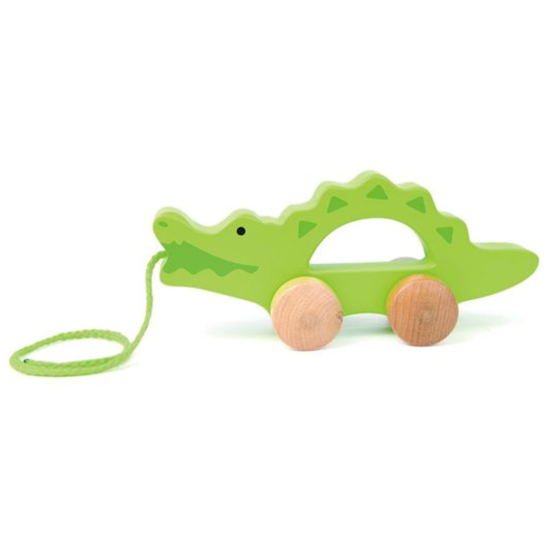 Miniature Crocodile Tractor 行走鱷魚木製拉動玩具