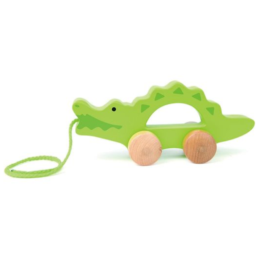 Miniature Crocodile Tractor 行走鱷魚木製拉動玩具