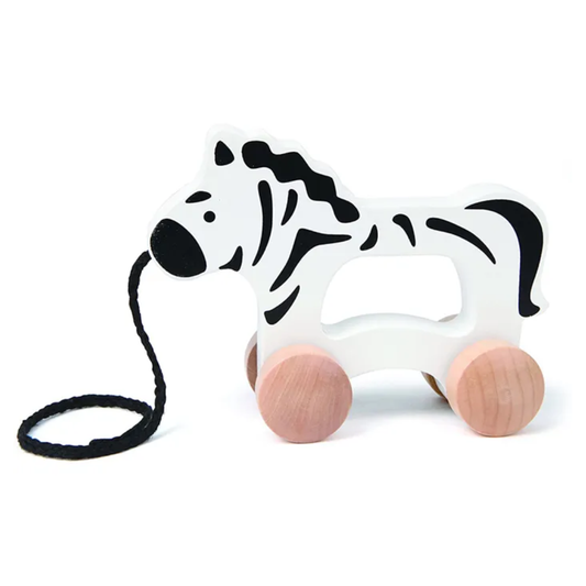 Miniature Zebra Tractor 行走斑馬木製拉動玩具