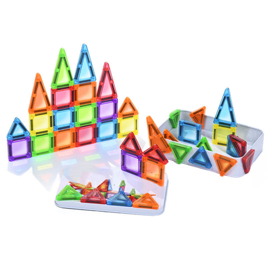 大城堡磁力積木片 40PCS｜鐵盒便攜套裝（相容 MNTL／Connetix）